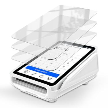 Imagem de Kailfee Capa protetora e protetor de tela*3 para leitor de cartão de terminal quadrado - revestimento rígido emborrachado com base antiderrapante e vidro temperado (branco