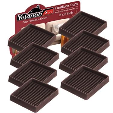 Imagem de Yelanon Almofadas de móveis antiderrapantes para pisos de madeira - 8 peças de copos de porta-copos de móveis de 7,6 cm, prendedores antiderrapantes para móveis, pés de borracha, protetores de piso