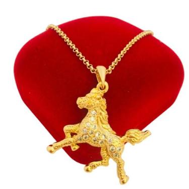 Imagem de Gargantilha Presente Mulher Cavalo Country Zircônia Folheada a Ouro 18