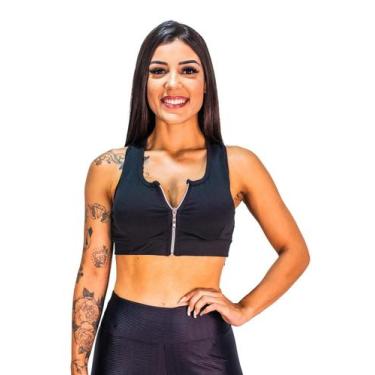 Imagem de Tops Fitness Ginastica Feminino Com Zíper E Bojo Removível Academia Pr