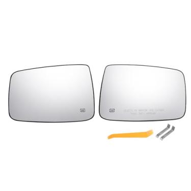 Imagem de X AUTOHAUX Par de reposição de vidro retrovisor esquerdo direito do carro com placa de suporte vidro branco aquecido para Dodge para Ram 1500 2500 2009-2018