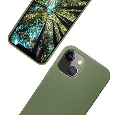 Imagem de eplanita Capa de celular ecológica compatível com iPhone 15 Plus, fibra vegetal, capa de proteção contra quedas, durável e sustentável (para iPhone 15 Plus, cáqui)