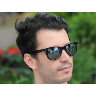 Imagem de Óculos De Sol Jackdaw Masculino 43 Preto E Azul Espelhado