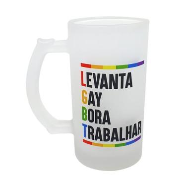 Imagem de Caneca Vidro Cerveja Chopp Lgbt Levanta Gay Bora Trabalhar - GMH