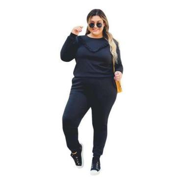 Imagem de Conjunto Feminino Moletom Malha Crepe Roupa Feminina Inverno - Dona Mo