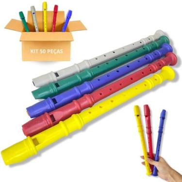Imagem de Kit 50 Flauta Doce Infantil Instrumento De Brinquedo - Europio
