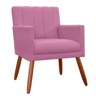 Imagem de Poltrona Decorativa Cecilia Pés Palito Suede Rosa - DS Estofados - Est