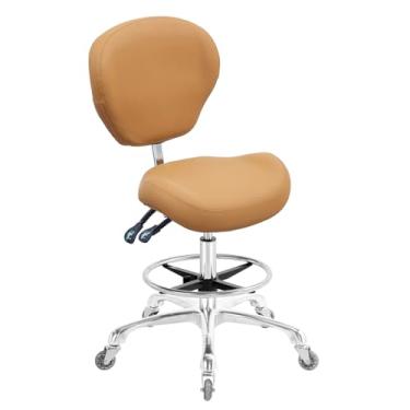 Imagem de Nazalus Cadeira de desenho giratória ajustável resistente (181 kg) cadeira de trabalho de suporte lombar para mesa de casa, estúdio de design de laboratório (Camel)