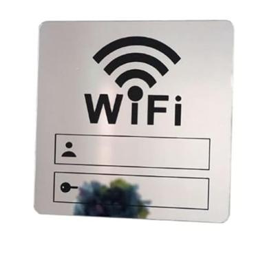 Imagem de Conjunto de 2 adesivos de parede WiFi regraváveis, espelho acrílico 3D, rede de internet e senha para hóspedes, Airbnb, VRBO, aluguel de férias (espelho prateado)