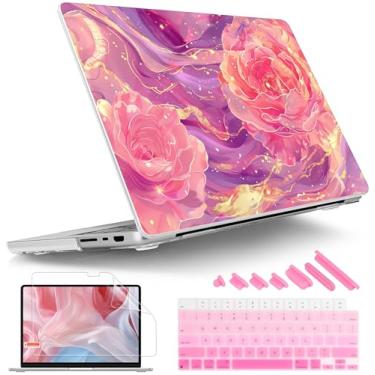 Imagem de Tuiklol Capa rígida para MacBook Pro de 14 polegadas versão 2024-2021 M4 A3112 A3401 A3185/M3 A2918 A2992/M2 A2779/M1 A2442 Pro/Max, capa rígida com capa de teclado e protetor de tela para Touch ID,