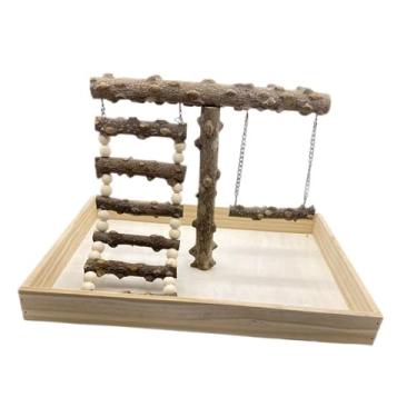 Imagem de Generic Mesa de playground para papagaios, poleiros para pássaros, suporte para papagaios, plataforma de brinquedo para poleiros de madeira para calopsitas,