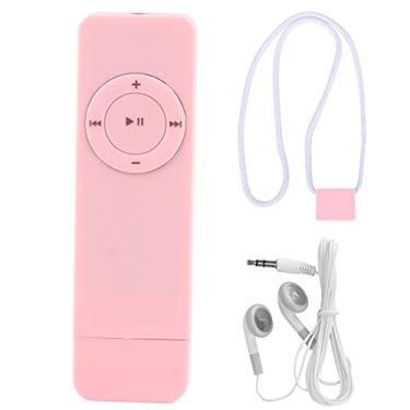 Imagem de Leitor de MP3, Reprodutor MP3 Kids Leitor de música portátil para crianças Dispositivos de música portáteis ABS com cordão para ouvir música com fone de ouvido de 3,5 mm Suporte (Pink)