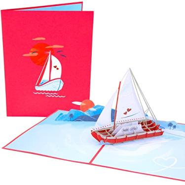 Imagem de PopLife Cartão pop-up 3D veleiro para todas as ocasiões – Dia dos Namorados, Dia dos Pais, Aniversário, Feliz Aniversário, Formatura, Parabéns, Aposentadoria – Barqueiros, Amantes do Oceano – Para Mãe, para o Pai, para a Namorada, para a Vovó, para o Professor