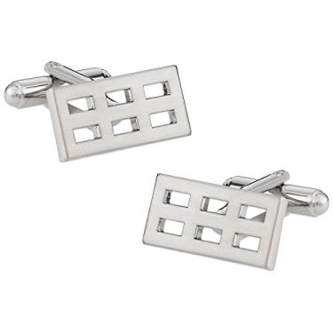 Imagem de Abotoaduras prateadas para janela, abotoaduras prateadas com caixa de apresentação Cuff-Daddy
