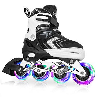Imagem de Patins em linha ajustáveis Nattork para crianças, meninos e meninas com rodas iluminadas