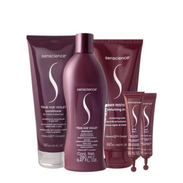 Imagem de Kit Senscience True Hue Violet Shampoo Condicionador Máscara 200 C.P.R