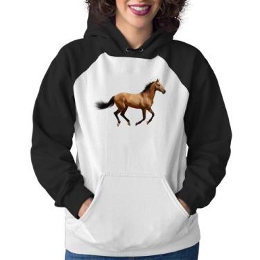 Imagem de Moletom Feminino Cavalo Correndo - Foca na Moda, Branco, Preto, GG