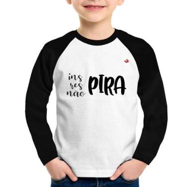 Imagem de Camiseta Raglan Infantil Inspira, respira, não pira Manga Longa - Foca