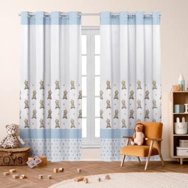 Imagem de Cortina Infantil 3,00x2,20 Decoração Divertida para Quarto de Criança (Urso Azul)