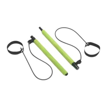 Imagem de rockible 2 Seções Pilates faixas de resistência, barra de tonificação portátil com equipamento de ginástica de loop de pé para agachamento, Verde
