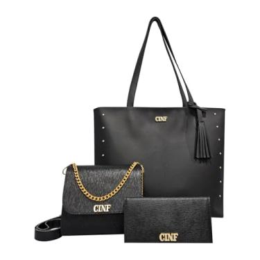 Imagem de Bolsas Feminina Kit Sacola Grande + Bolsa Pequena + Carteira (Preta)