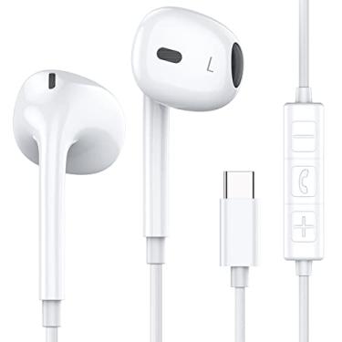 Imagem de MOSWAG Fones de ouvido USB C com fio, fones de ouvido intra-auriculares com microfone e controle de volume, compatíveis com iPhone 15/pro/Pro max, iPad Air, Samsung Galaxy S23 S22 Pixel 7 6 6a 5