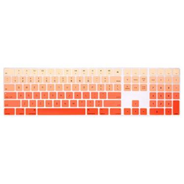 Imagem de WYGCH Capa de teclado numérica Bluetooth sem fio de silicone ultrafina para Apple iMac 2017 teclado mágico com teclado numérico MQ052LL/A A1843 US Layout, Ombre Orange