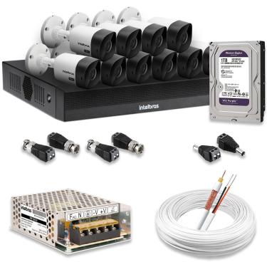 Imagem de Kit 10 Câmeras De Segurança Intelbras Hd 720p Com Dvr Mhdx 1016-c Full Hd L Com Hd 1tb Purple