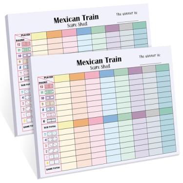 Imagem de Halloscume 2 Pack Mexican Train Score Pads Colorful Chicken Foot Dominoes Game Scorepad Adults Mexican Train Score 120 Sheets Sheets Scoreboard Paper Record Clearly for Family Fun Game Night Travel