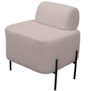 Imagem de Puff Estofado Virginia Decorativo Tecido Boucle Cor Branco