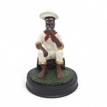 Imagem de Imagem Preto Velho Estátua em Resina Total Sabedoria 12 cm