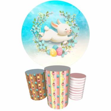 Imagem de Trio Capas Cilindro + Painel Sublimado 1,50m Páscoa (K1PSC014)