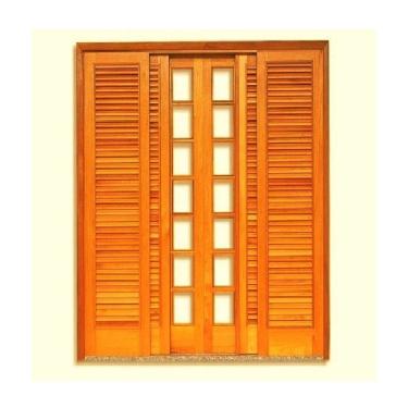 Imagem de Porta de Correr Tripla Reta - Madeira Maciça - Angelim