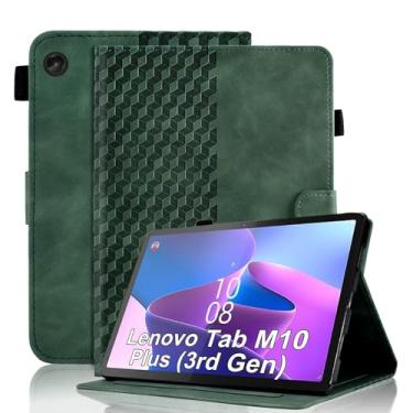 Imagem de Varohix Capa para Lenovo Tab M10 Plus 3ª geração 2022 10,6 polegadas (TB125FU/TB128FU/TB128XU) PU couro fólio magnético suporte de cartão com suporte para caneta S, verde retrô