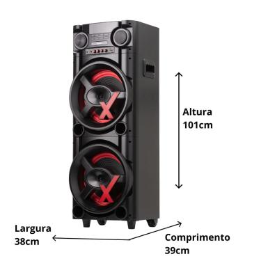 Imagem de Torre Som 1300W Amvox ACA1300 NewX Duplo Woofer 10 Led TWS USB Bivolt