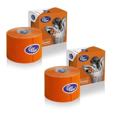 Imagem de Kit 2 Rolos Bandagem CureTape Tipo Kinesio Taping para Fisioterapia e 