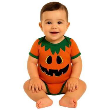 Imagem de Body de Bebê Manga Curta Temático Fantasia Abóbora Halloween - Calupa,
