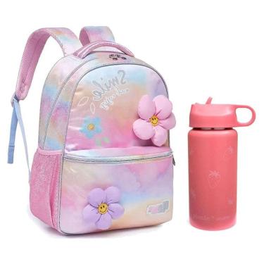 Imagem de Kit Mochila Escolar Infantil Pack Me Daisy E Garrafa De Água 97827 500ml Rosa Pacific