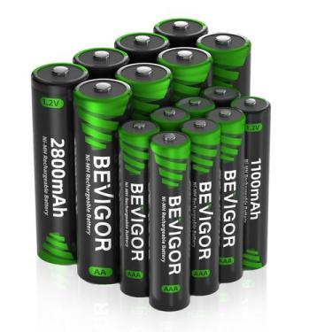 Imagem de Baterias recarregáveis BEVIGOR AA 2800mAh x8 e AAA 1100mAh x8