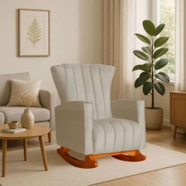 Imagem de Poltrona Amamentação E Descanso Pés Balanço Libia Suede Suede Cappucci