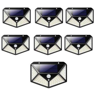 Imagem de Luminaria Solar 100 Led Sensor Movimento Kit 7 Und Spot - AB MÍDIA