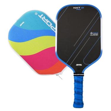 Imagem de AMA SPORT Raquete de pickleball de fibra de carbono aprovada pela USAPA 16 mm Pickleball Raquete de Pickleball com superfície texturizada de fricção com núcleo de favo de mel PP de propulsão (NXT 01