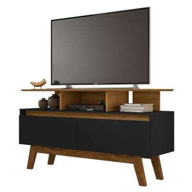 Imagem de Rack Bancada Para TV Até 50 Pol. 2 Portas Rubi 1.2 Cinamomo/Preto Fosco - Bechara