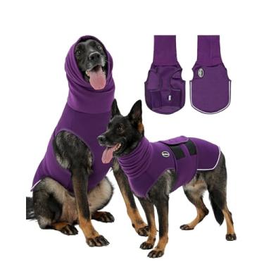 Imagem de Meifsou Colete de ansiedade para cães com capuz, jaqueta de trovão amigável para a pele, camisa calmante para cães multifuncional com capuz para trovões, fogos de artifício, separação - Mantenha o