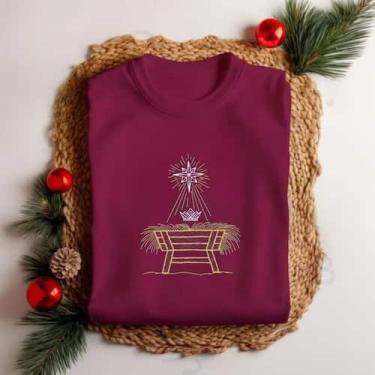 Imagem de Camiseta Unissex Natal Manjedoura Nascimento de Jesus Festa Personaliz