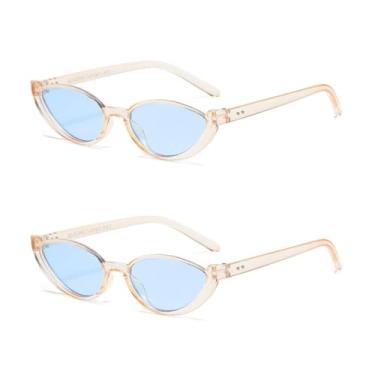 Imagem de HCHES Óculos de sol vintage meia armação, estilo fashion, colorido, feminino, UV400, verão (2C5)
