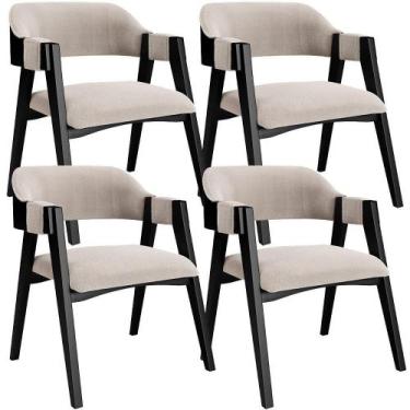 Imagem de Kit 4 Cadeiras Sala De Jantar Estar Living Estofada Suran L02 Preto Bo