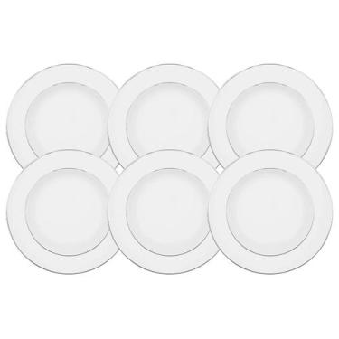 Imagem de Jogo De Pratos Raso Jantar Refeição 28cm Kit 6 Peças Porcelana Luxo Bo