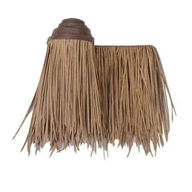Imagem de Rolo de telhas de palha sintética de palmeira, retardador de chamas Tiki Bar Huts Painéis de telhado de palha capa de guarda-chuva jardim decoração de bar tropical 50 x 100 cm (amarelo b, 0,5 x 8 m