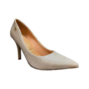 Imagem de Sapato Vizzano 11841101 Scarpin Salto Alto Brilho Feminino, 35, Prata
